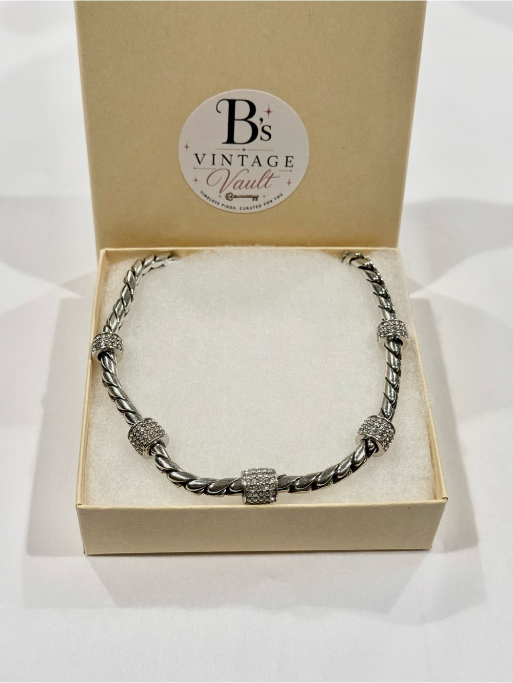Brighton Silver-Tone Pave Bead Statement Necklace